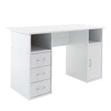 Magnolia Wooden Laptop Desk With 3 Drawers In White - UK