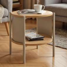 Magnolia Wooden Side Table With 1 Shelf In Oak Grey - UK
