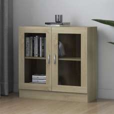 Maili Wooden Display Cabinet With 2 Doors In Sonoma Oak - UK
