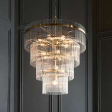 Mainz 16 Light Clear Glass Pendant Ceiling Light In Antique Brass - UK