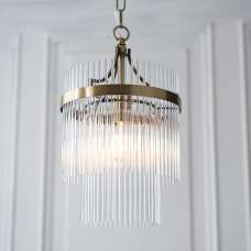 Mainz Clear Glass Pendant Ceiling Light In Antique Brass - UK