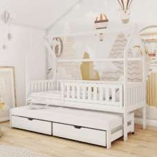 Mainz Wooden Day Bed With Foam Mattress And Trundle In White - UK