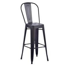 Maire Retro Metal High Bar Chair In Gun Metal Grey - UK