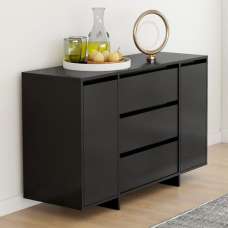 Maisa Wooden Sideboard With 2 Doors 3 Drawers In Black - UK
