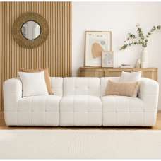 Maize Fabric 3 Seater Sofa In White - UK