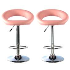 Makamae Pink PU Leather Bar Stool In A Pair - UK