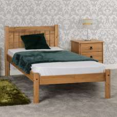 Malia Wooden Single Bed In Distressed Waxed Pine - UK