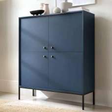 Malibu Wooden Highboard With 4 Doors In Navy - UK