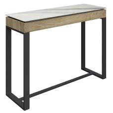 Malibu Sintered Ceramic Console Table With Grey Legs In White - UK