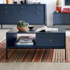 Malibu Wooden Coffee Table With 1 Drawer In Navy - UK