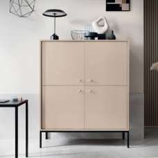 Malibu Wooden Storage Cabinet With 4 Doors In Beige - UK