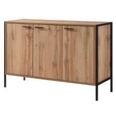 Malila Wooden Shoe Cabinet With Black Metal Frame In Oak - UK