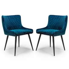 Margate Blue Fabric Dining Chairs In Pair - UK