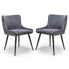 Margate Grey Fabric Dining Chairs In Pair - UK