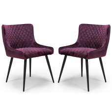 Margate Mulberry Fabric Dining Chairs In Pair - UK