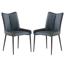 Malmo Teal Faux Leather Dining Chairs With Black Legs In Pair - UK