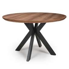 Malone Large Wooden Round Dining Table In Light Walnut - UK