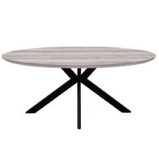 Malone Wooden Oval Dining Table In Grey - UK
