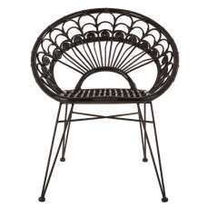 Hunor Black Kubu Rattan Chair With Black Iron Legs    - UK