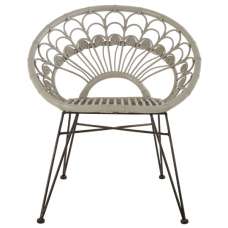 Hunor Grey Kubu Rattan Chair With Black Iron Legs    - UK