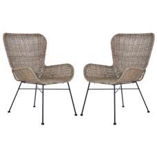 Hunor Kubu Rattan Curved Design Chair In Pair     - UK