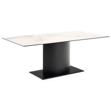 Manchester Ceramic Dining Table With Black Base - White Akranes - UK
