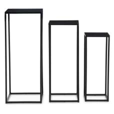 Mania Square Black Marble Top Nest Of 3 Tables With Metal Frame - UK
