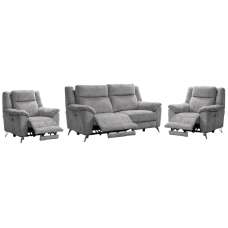 Mankato Fabric Electric Recliner 3+1+1 Seater Sofa Set In Ash - UK