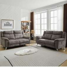 Mankato Fabric Electric Recliner 3+2 Seater Sofa Set - Stone - UK