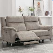 Mankato Fabric Electric Recliner 3 Seater Sofa In Fossil - UK