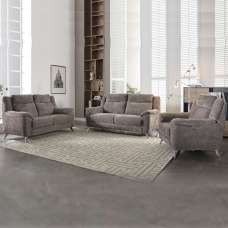 Mankato Fabric Sofa Suite In Stone - UK