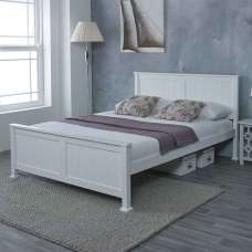Manley Wooden King Size Bed In White - UK
