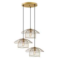 Mantar Small 3 Light Metal Ceiling Pendant Light in Gold - UK