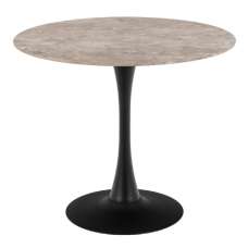 Malone Brown Ceramic Round Top Dining Table with Black Base - UK