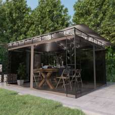 Marcel 4m x 3m Gazebo In Taupe With Net And LED Lights - UK