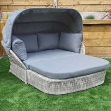 Maree Rattan Garden Daybed With Cushion In Grey - UK