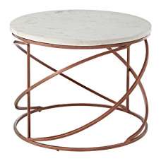 Maren Round White Marble Top Coffee Table With Copper Base - UK