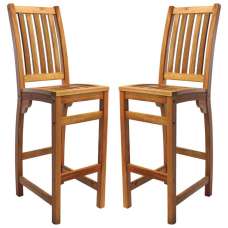 Marfa Natural Wooden High Stools In Pair - UK