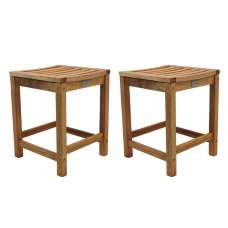 Marfa Natural Wooden Stools In Pair - UK