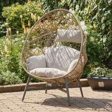 Marfa Rattan Garden Cocoon Chair in Sand - UK