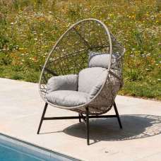 Marfa Rattan Garden Cocoon Chair in Stone - UK