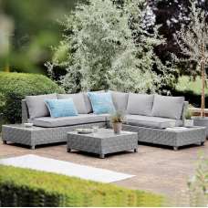 Marfa Rattan Garden Sofa Set With Coffee Table In Stone - UK