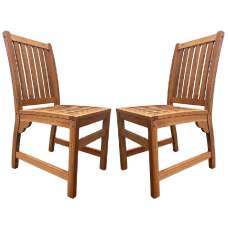 Marfa Natural Wooden Outdoor Side Chairs In Pair - UK