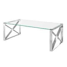 Margate Clear Glass Coffee Table With Chrome Frame - UK
