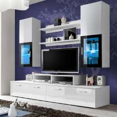 Maricopa High Gloss Entertainment Unit In White With LED - UK