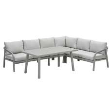 Marietta Aluminium Corner Garden Lounge Dining Set In Taupe - UK