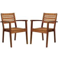 Marietta Natural Outdoor Wooden Armchairs In Pair - UK