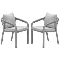 Marietta Taupe Aluminium Dining Chairs With Cushion In Pair - UK