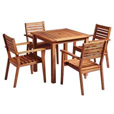 Marietta Wooden Square Dining Table With 4 Chairs In Natural - UK