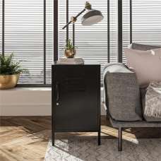 Marina Metal End Table With 1 Door In Black - UK